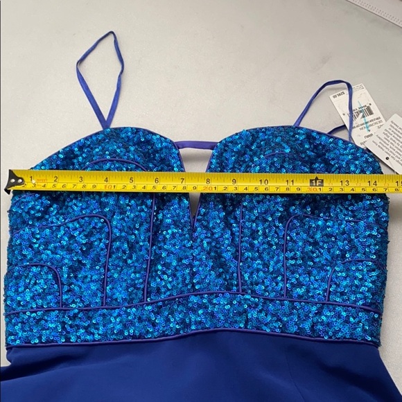 Aiden Maddox strapless sequin top mixed blues 4 - Picture 9 of 12